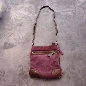 Wilsons Leather Crossbody Bag Purple Suede Adjustable Strap Small